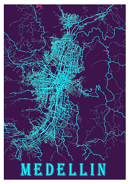 Medellin Neon City Map