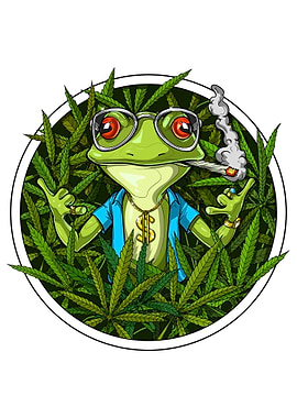 Frog Smoking Weed