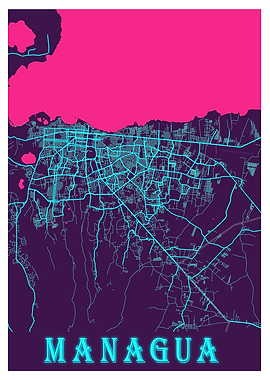 Managua Neon City Map
