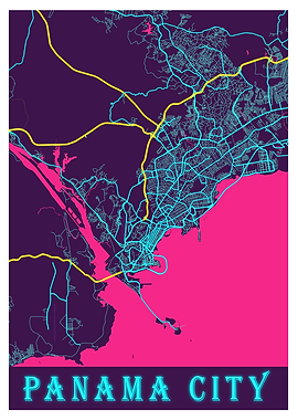 Panama City Neon City Map