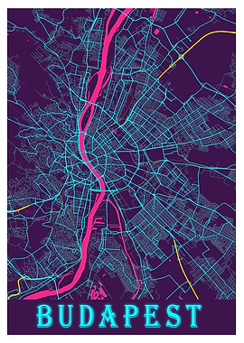 Budapest Neon City Map