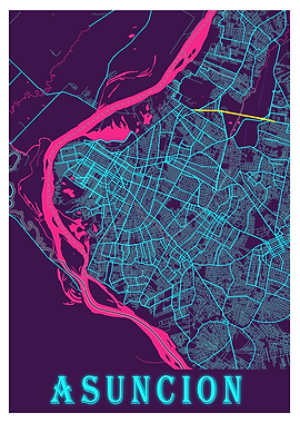 Asuncion Neon City Map
