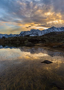 Sunset reflection on lake