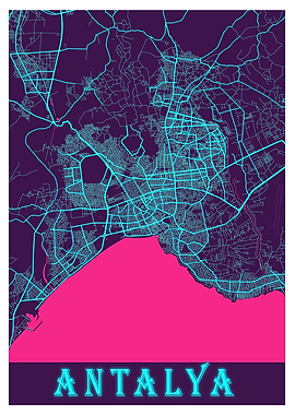 Antalya Neon City Map