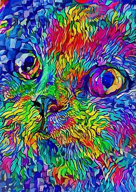 Cat psychedelic portrait