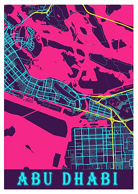 Abu Dhabi Neon City Map