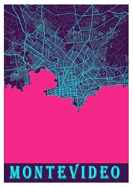 Montevideo Neon City Map