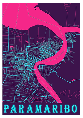 Paramaribo Neon City Map