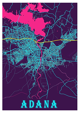 Adana Neon City Map