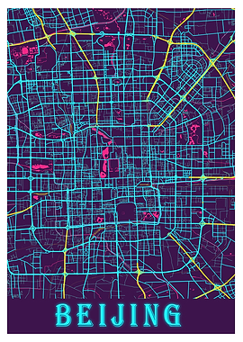 Beijing Neon City Map