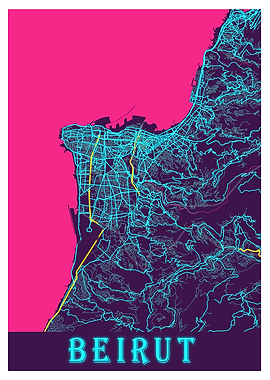 Beirut Neon City Map