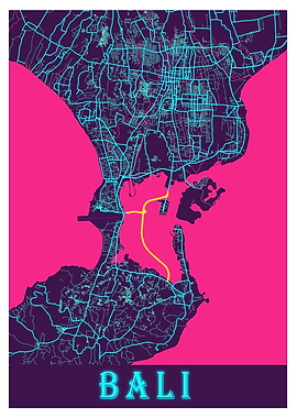 Bali Neon City Map Bali