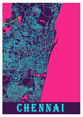 Chennai Neon City Map