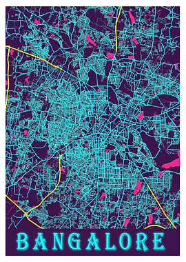 Bangalore Neon City Map