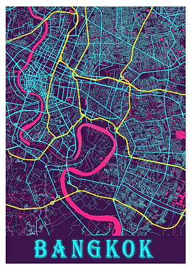 Bangkok Neon City Map