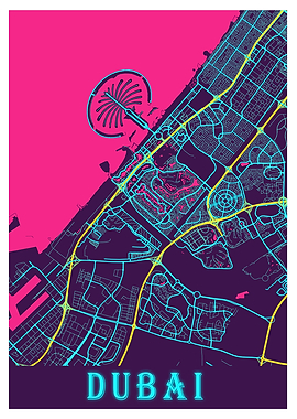 Dubai Neon City Map