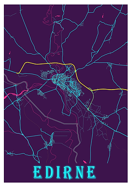 Edirne Neon City Map