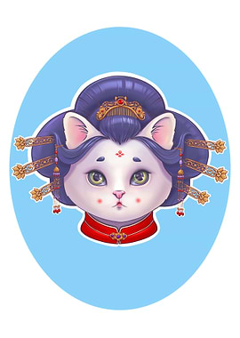 Cute geisha cat