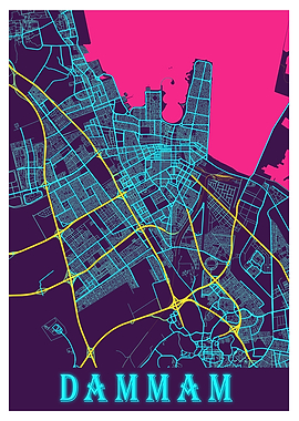 Dammam Neon City Map