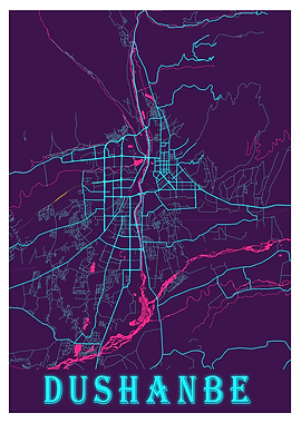 Dushanbe Neon City Map