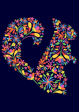 Cute Floral Squirrel Otomi