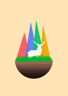 forest deer flat design