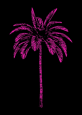 Pink Palm Tree Surfing