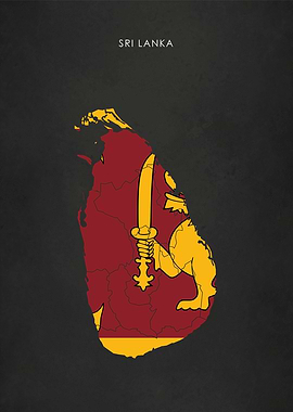 Sri Lanka Flag Map Poster