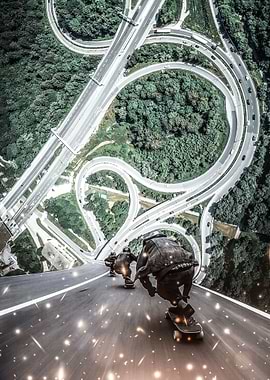 Skateboarders on Road Fire