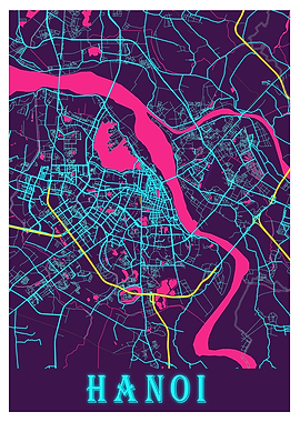 Hanoi Neon City Map