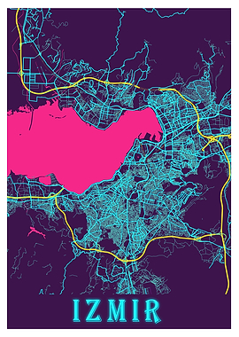 Izmir Neon City Map