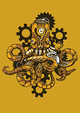 Steampunk octopus Design