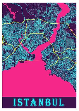 Istanbul Neon City Map