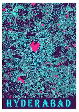 Hyderabad Neon City Map