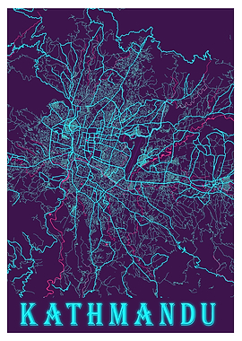 Kathmandu Neon City Map