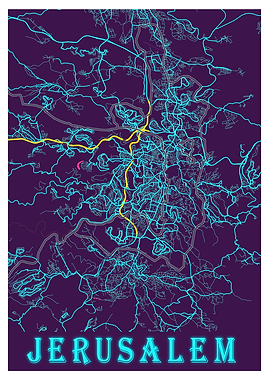 Jerusalem Neon City Map