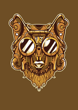 Steampunk Wolfwith goggles