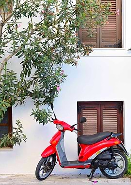 Color Pop Red Vespa Greece