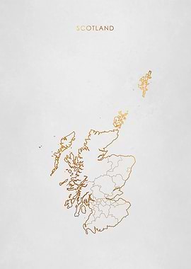 Gold Scotland Map Outline