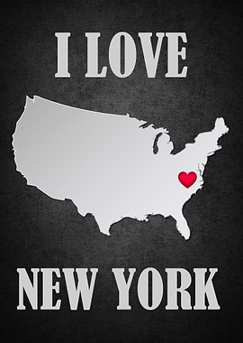 I Love New York USA Map
