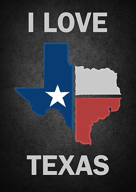 I Love Texas USA Map