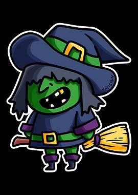 Witch Halloween spider mag