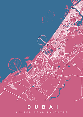 DUBAI Map Pink