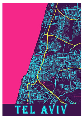 Tel Aviv Neon City Map
