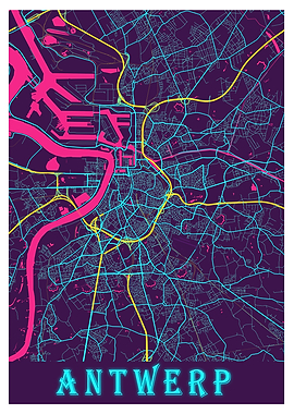 Antwerp Neon City Map