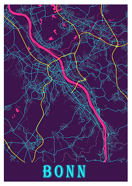 Bonn Neon City Map