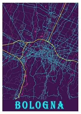 Bologna Neon City Map
