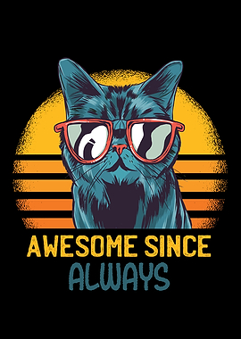 Awesome Black Cat Retro