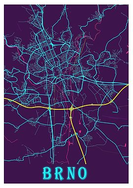 Brno Neon City Map
