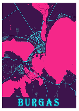 Burgas Neon City Map